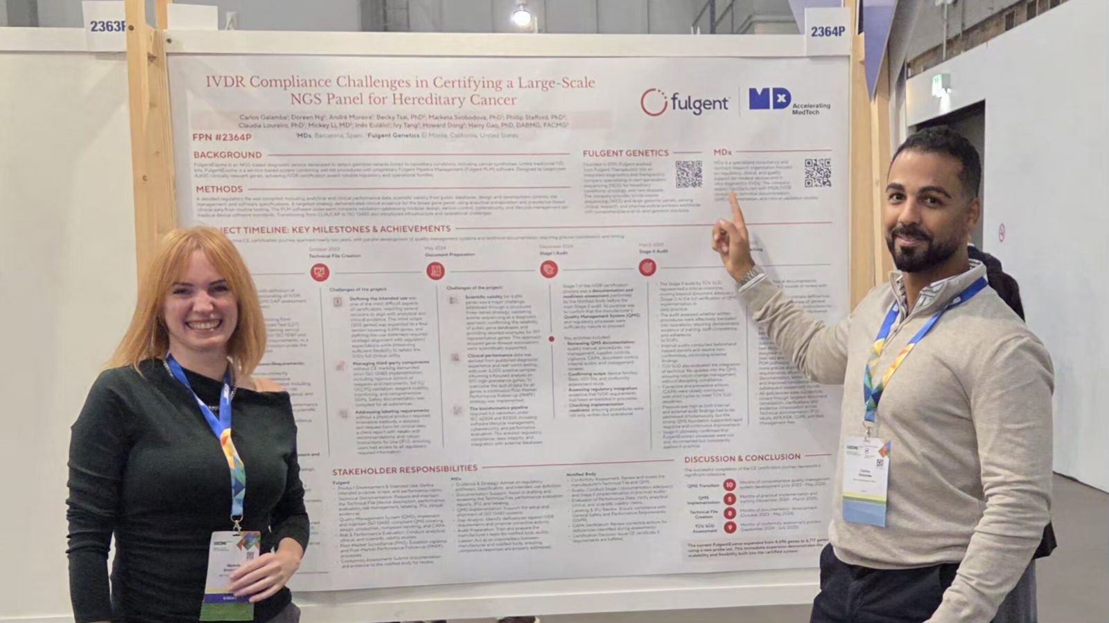 MDx CRO at ESMO 2025 in Berlin presenting a poster on IVDR compliance for NGS large panels for germline disease testing with Fulgent Genetics